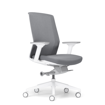Front Angle View White Aveya Mesh Chair