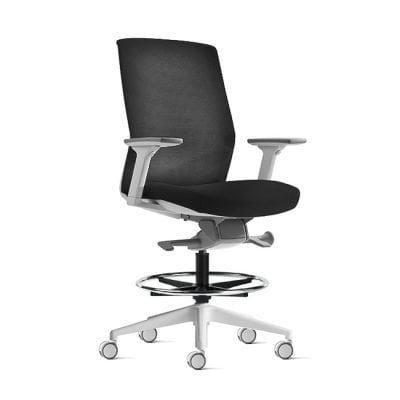 Aveya White Drafting Chair Black Mesh Adj Arms