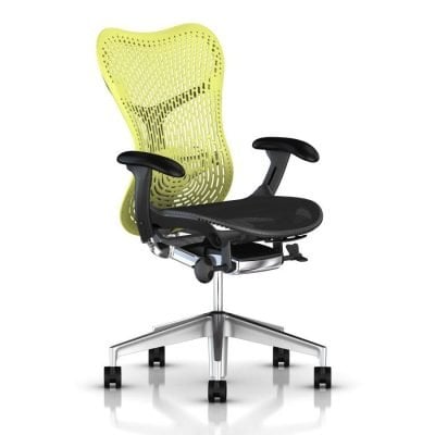 Herman Miller Mirra 2 Triflex Chair Lime Green Graphite Polished Base