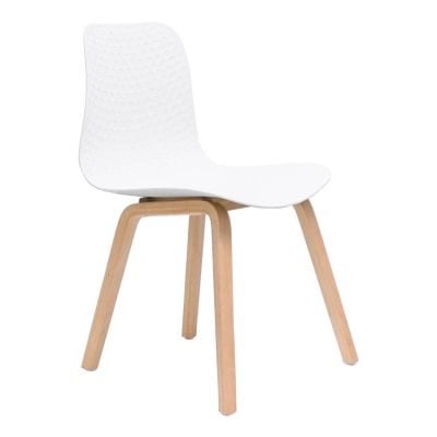 Lucid Chair White Shell TimberBase